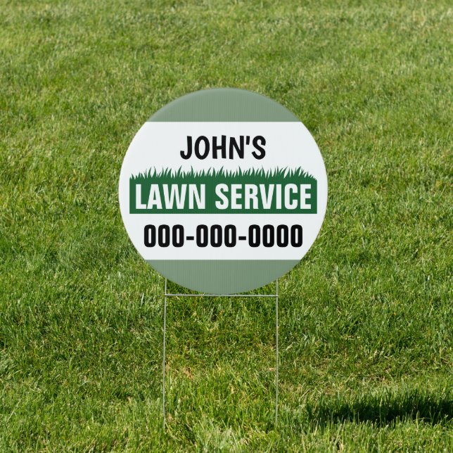 18” x 18” Round Lawn Service Yard Sign (Insitu)