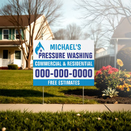 18” x 24” Blue Pressure Washing Double Sided Yard Sign