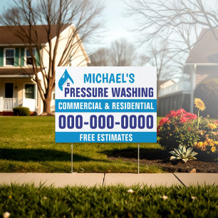18” x 24” Blue Pressure Washing Double Sided Yard Sign