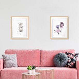 18" x 24" Boho Woman Face Art, Set of 2