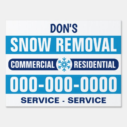18 X 24 Bold Blue Snow Removal Plowing Yard Sign