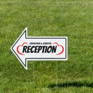 18” x 24” Bold Red & Black Reception Arrow Sign
