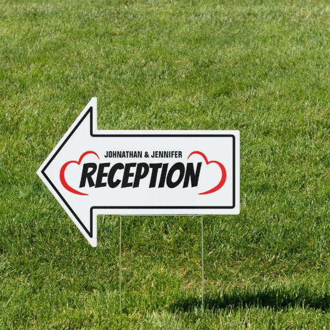 18” x 24” Bold Red & Black Reception Arrow Sign (Insitu)