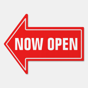 18" x 24" Bold Red Directional Now Open Yard Sign