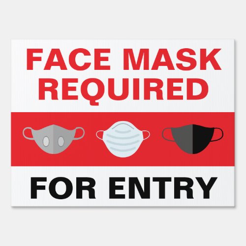 18 x 24 Bold Red Face Mask Required Yard Sign