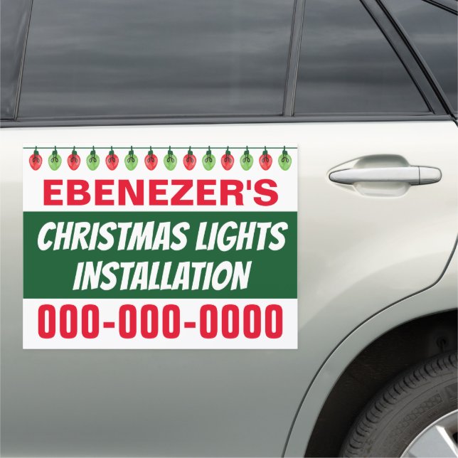 18” x 24” Christmas Lights Installation Car Magnet (In Situ)