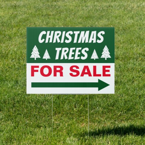 18 x 24 Christmas Trees For Sale Arrow Yard Sign