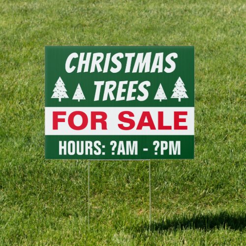 18 x 24 Christmas Trees For Sale Yard Sign