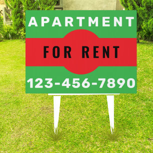 18" x 24" Custom Apartment For Rent Yard Sign