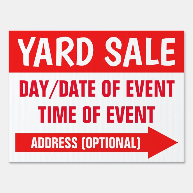 18" x 24" Custom Double Sided Yard Sale Sign (Back)