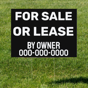 18" x 24" Custom For Sale or Lease Yard Sign