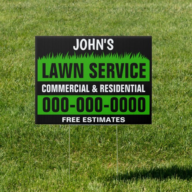 18" X 24" Dark Lawn Service Double Sided Yard Sign (Insitu)