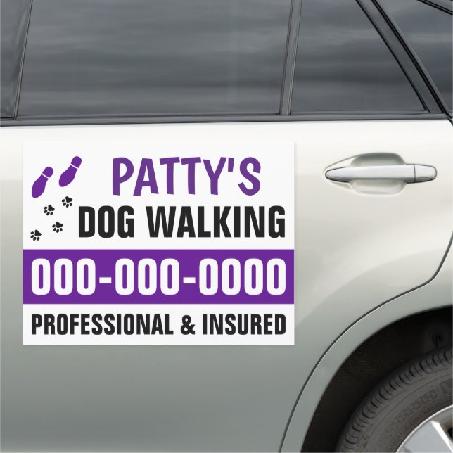 18” x 24” Dog Walking Car Magnet (In Situ)
