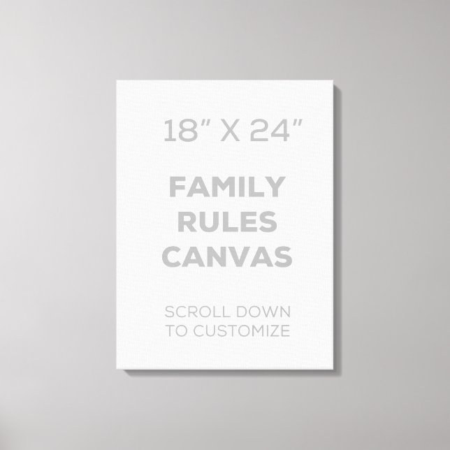 18" x 24" Family Rules Canvas Print (Front)
