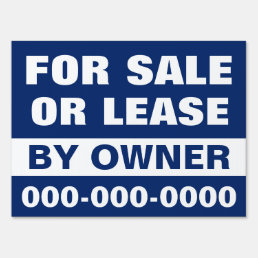 18&quot; x 24&quot; For Sale or Lease Blue Yard Sign