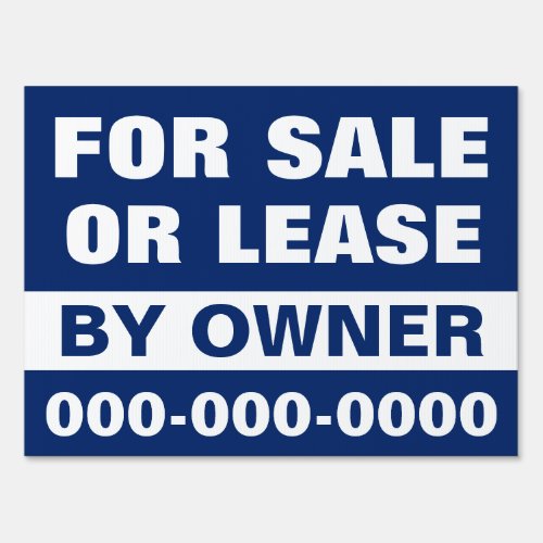 18 x 24 For Sale or Lease Blue Yard Sign