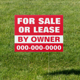 18&quot; x 24&quot; For Sale or Lease Yard Sign