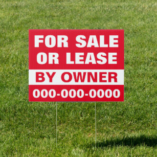18" x 24" For Sale or Lease Yard Sign