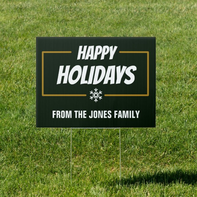 18" x 24" Green Happy Holidays Double Sided Sign (Insitu)