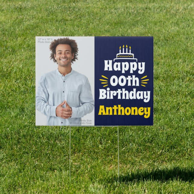 18” x 24” Happy Birthday Any Year Yard Sign (Insitu)