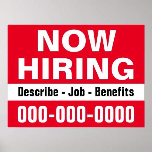 18 x 24 Now Hiring and Description Paper Poster