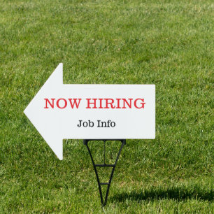 18" x 24" 'Now Hiring' Arrow Yard Sign