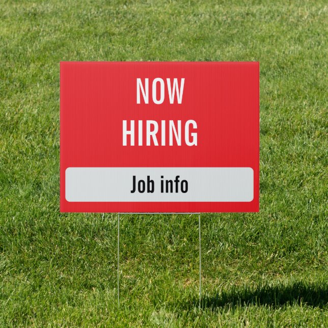 18" x 24" 'Now Hiring' Rectangle Yard Sign (Insitu)