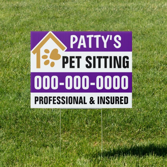 18” x 24” Pet Sitting Double Sided Yard Sign (Insitu)
