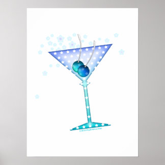18" X 24" POSTER - BLUE MARTINI ART