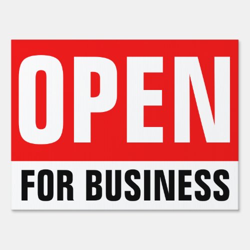 18 x 24 Red Double Sided Open for Business Yard Sign