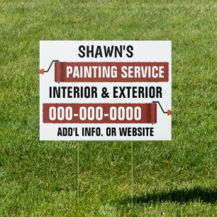 18” x 24” Red Painting Service Double Sided Yard Sign