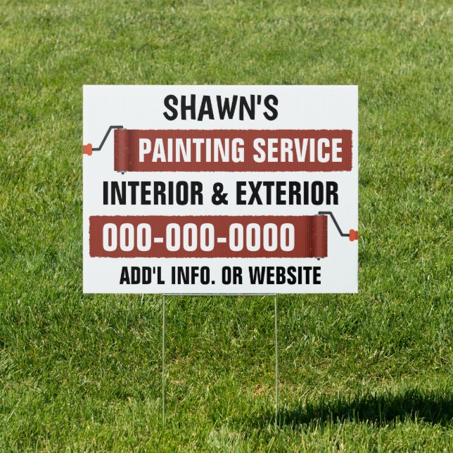 18” x 24” Red Painting Service Double Sided Yard Sign (Insitu)