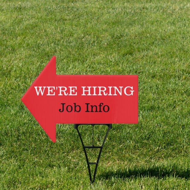 18" x 24" 'We're Hiring' Arrow Yard Sign  (Insitu)