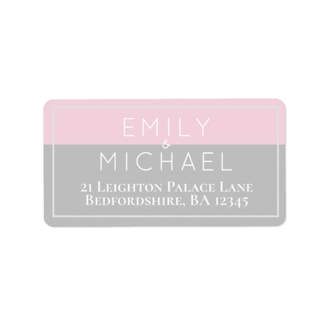 18 x Sugar Pink Grey Modern Return Address Labels (Front)