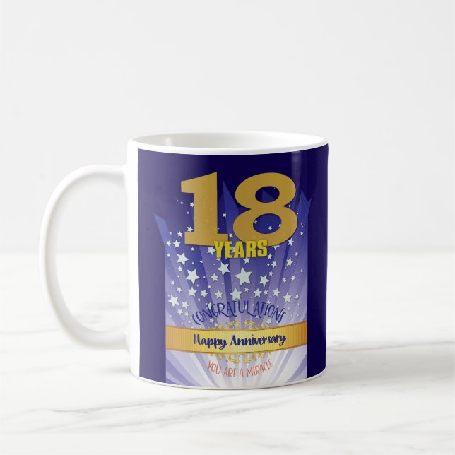 18 Year CUSTOM Recovery Anniversary Bold Numeral Coffee Mug (Left)