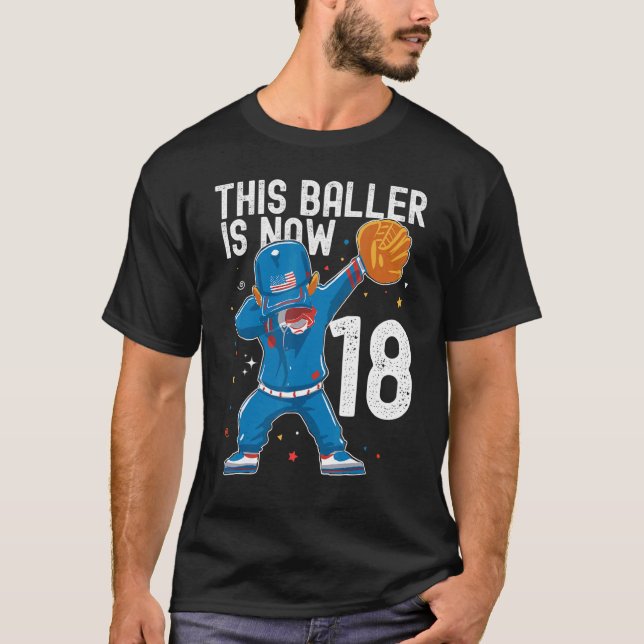 18 Year Old Baseball Birthday 18th Baller Player M T-Shirt (Front)
