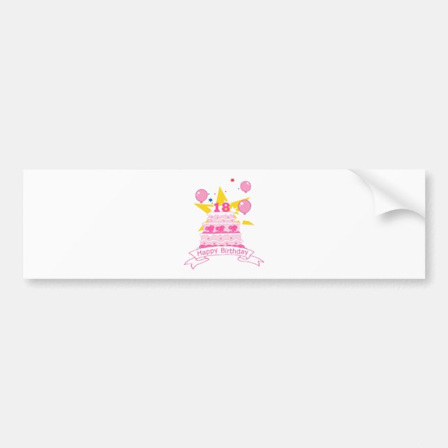 18 Year Old Birthday Cake Bumper Sticker (Front)