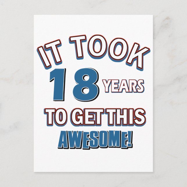 18 year old birthday designs postcard (Front)
