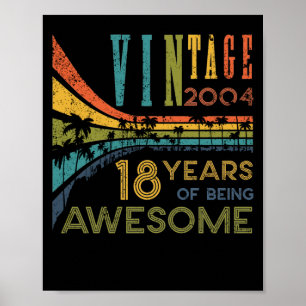 18 Year Old Birthday Vintage 2004 18th Birthday Poster