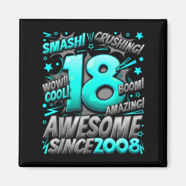 18 Year Old For Boys 18th Birthday Boy 18 Year Old Magnet (Front)
