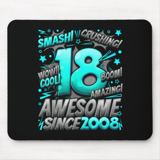 18 Year Old For Boys 18th Birthday Boy 18 Year Old Mouse Pad (Front)
