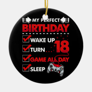 18 Year Old Gamer Boy 18th Perfect Birthday Gaming Ceramic Ornament