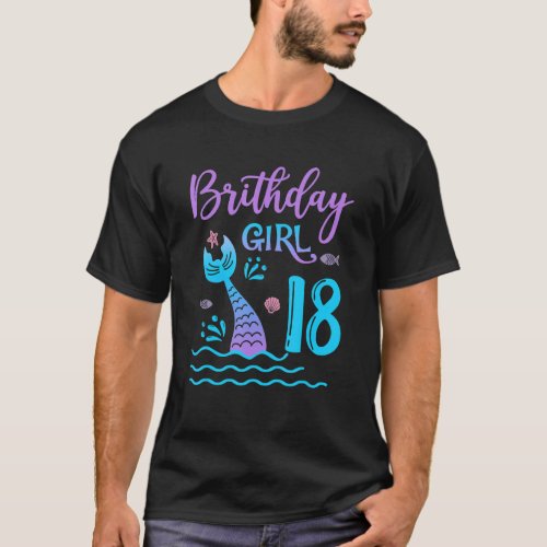 18 Year Old Gift Mermaid tail 18th Birthday Girl D T_Shirt