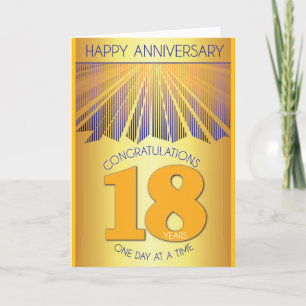 18 Year Sober Anniversary Golden Ray 12 Step Card