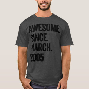 18 Years Awesome Since March 2005 18th Birthday T-Shirt