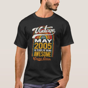 18 Years Of Being Awesome Born In May 2005 18th Bi T-Shirt