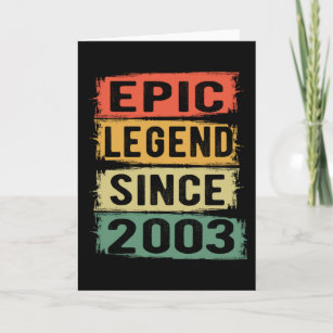 18 Years Old Bday 2003 Epic Legend 18th Birthday Card