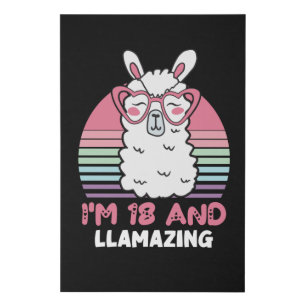 18 Years Old Bday Llamazing 18th Birthday Llama Faux Canvas Print