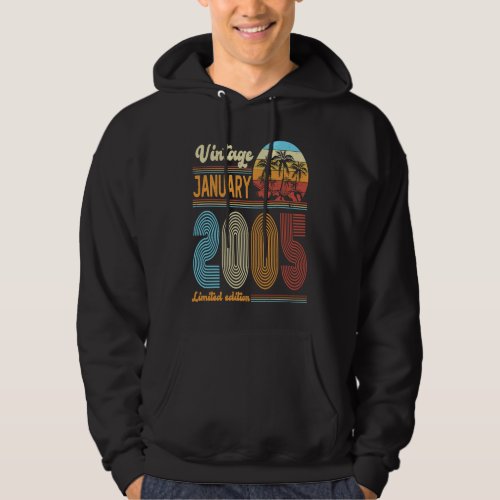 18 Years Old Birthday  Vintage January 2005 Girls  Hoodie