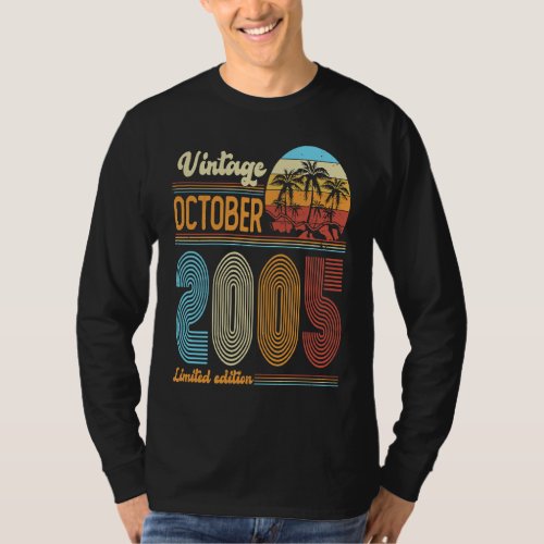 18 Years Old Birthday  Vintage October 2005 Girls  T_Shirt